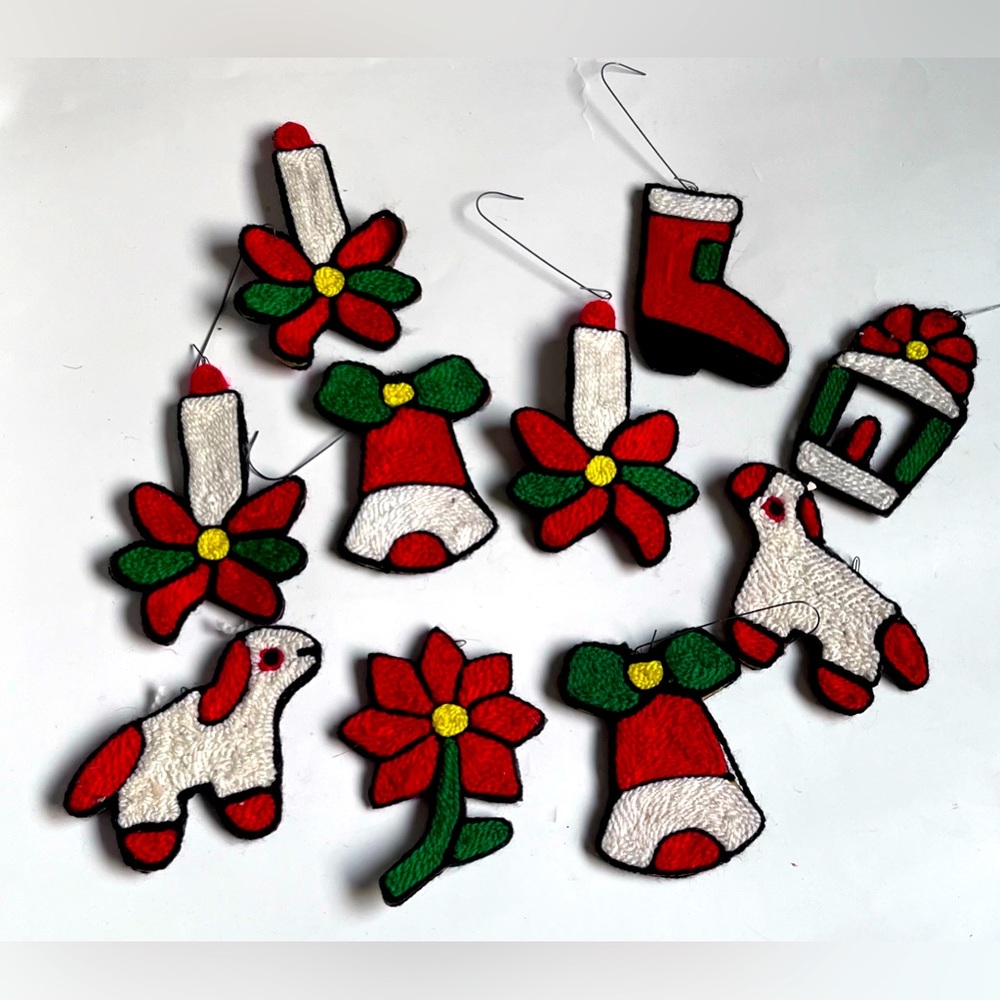 Vintage Christmas Yarn Ornaments Lot 8